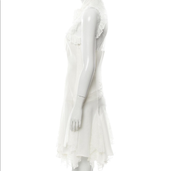 Cinq a Sept Silk Mini Lace Ruffle White Dress - Picture 6 of 13